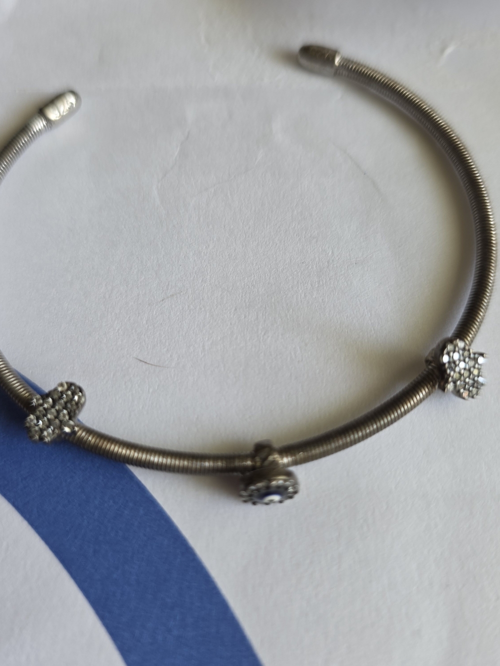 Sterling-Inspired Silver Crystal Accent Cuff Bracelet